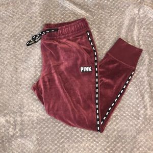 PINK velvet burgundy joggers